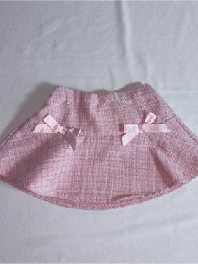 Disney x pat pat age 2 Pink Tweed Bow A-Line Skirt elastic waist lined
